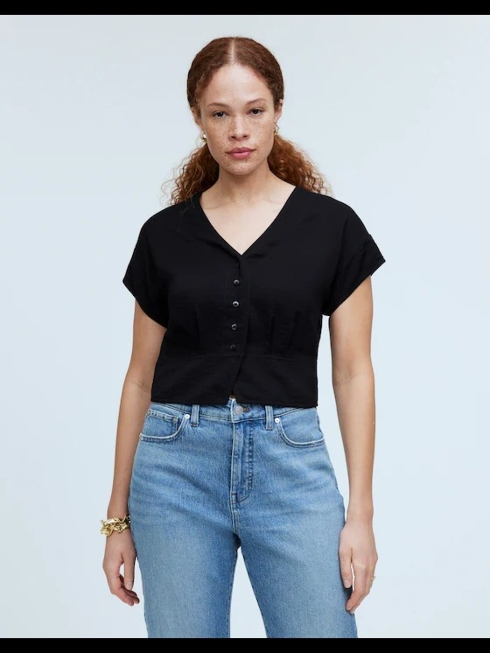 Madewell Pleated Short Sleeve Top